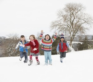 kids playing in snow