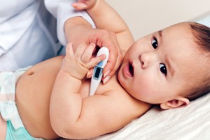 Checking baby's temperature