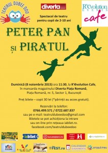 “Peter Pan si Piratul” – spectacol de teatru interactiv pentru copii, reprogramat