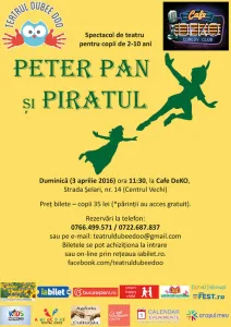 “Peter Pan si Piratul” – spectacol de teatru interactiv pentru copii 