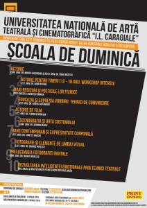Universitatea Nationala de Arta Teatrala si Cinematografica "I.L. Caragiale" organizeaza scoala de duminica