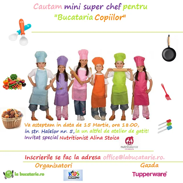 Cautam Mini Super Chef pentru “Bucataria Copiilor”, un altfel de atelier de gatit