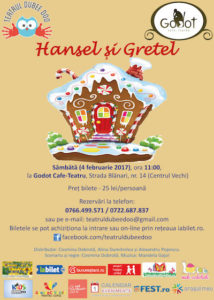„Hansel si Gretel”, spectacol de teatru interactiv pentru copii la Godot Cafe-Teatru