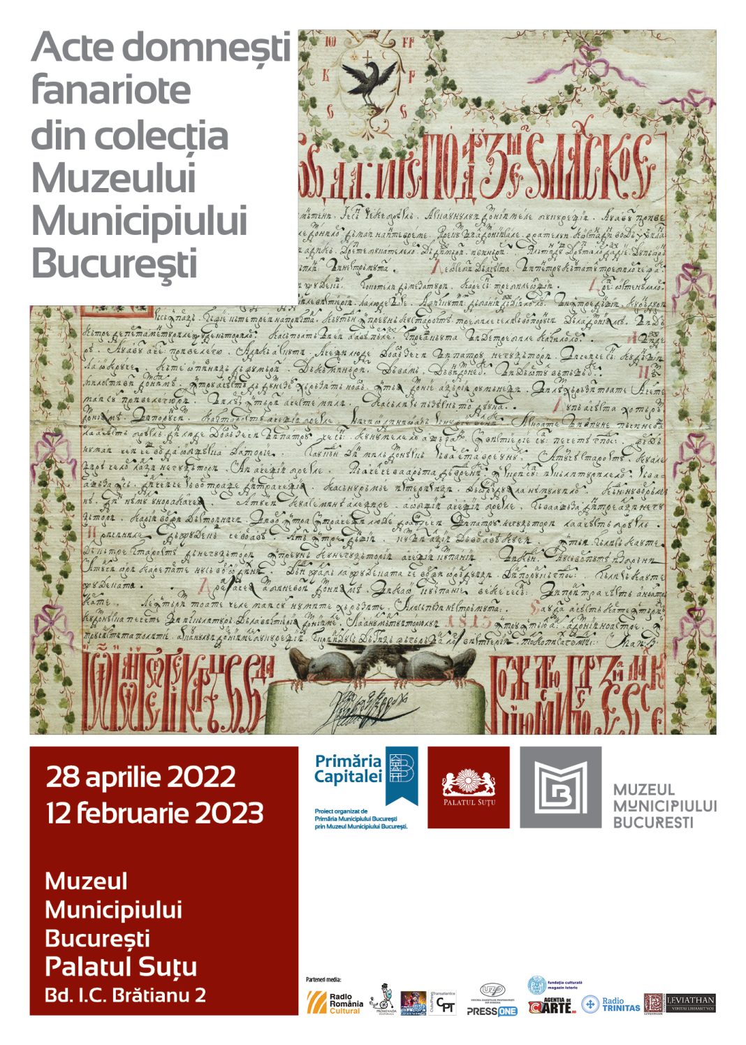 Acte domnești fanariote din patrimoniul Muzeului Municipiului București, expuse la Palatul Suțu